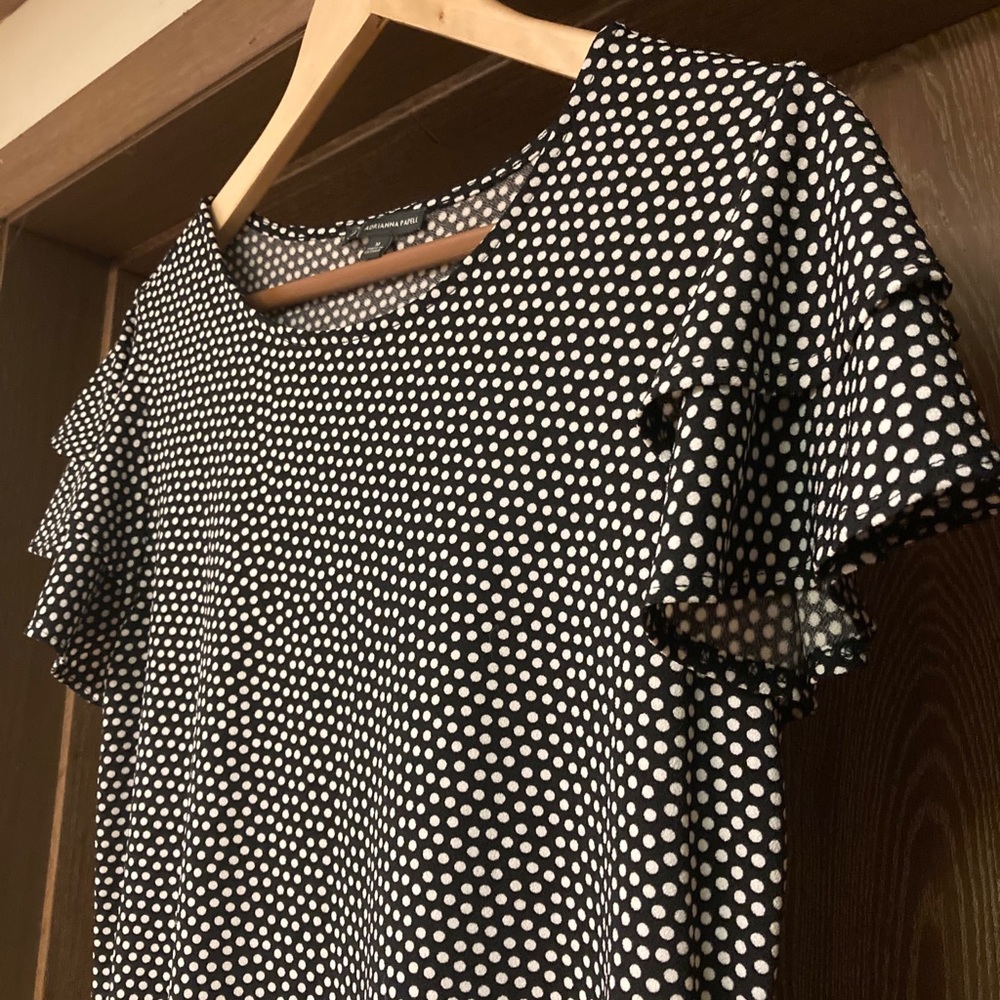 Adriana Papell Flotter Sleeve Polka Dot Top